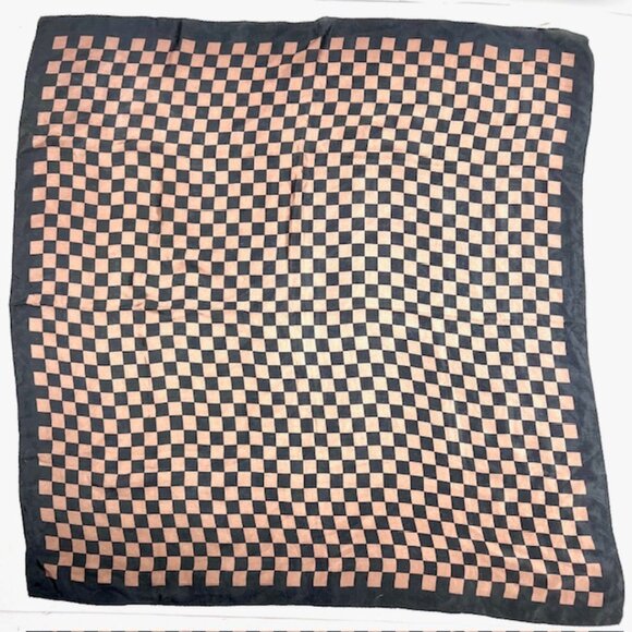 Vintage Soft Silky Magie Nore 100% Silk Satin 34" x34:  Brown Black Check(77) - Picture 8 of 8